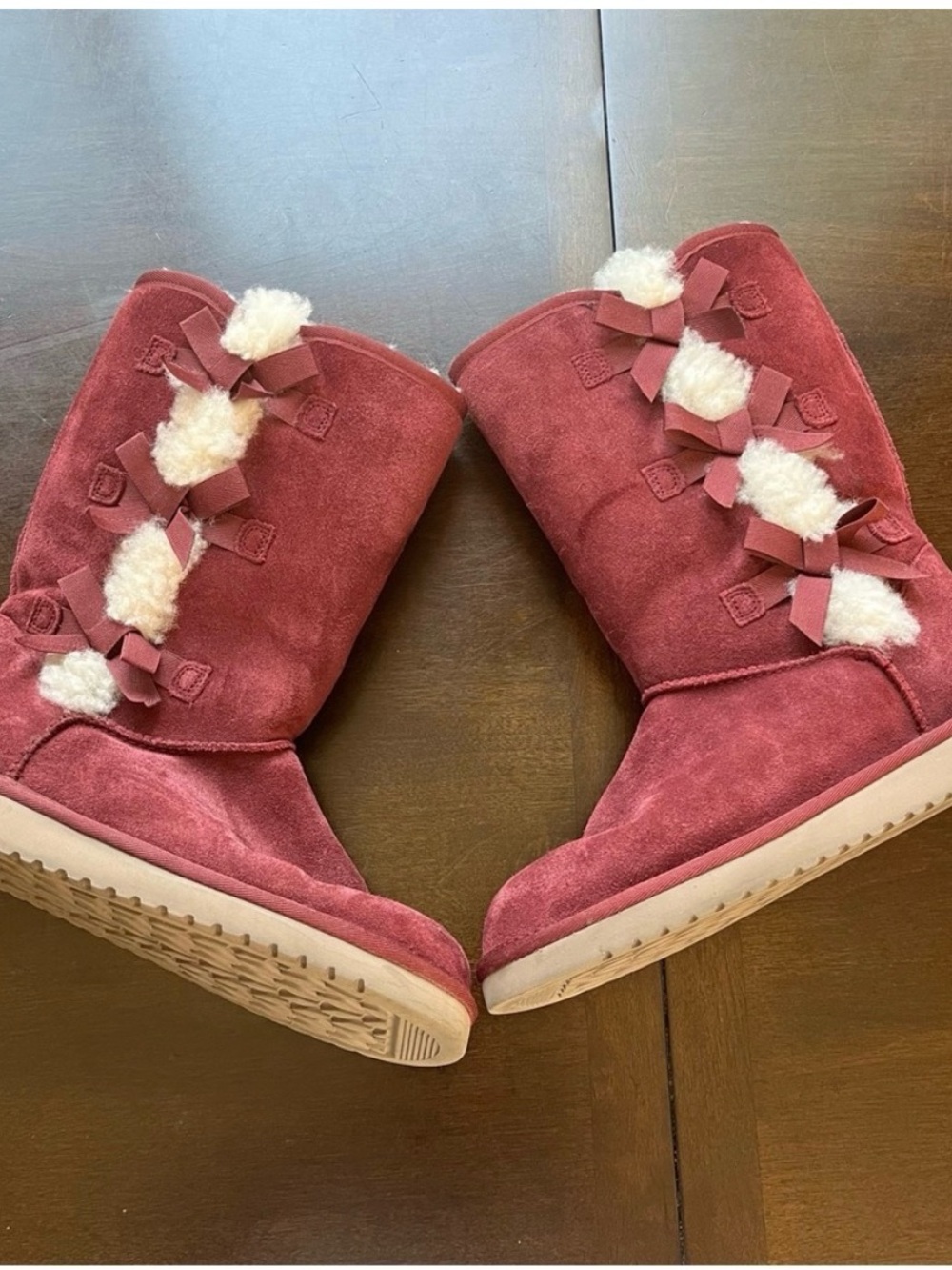 Koolaburra Women Suede Bow-Trim Boots in Rose